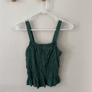 Universal Thread Green Smocked Ruffled Tank Top